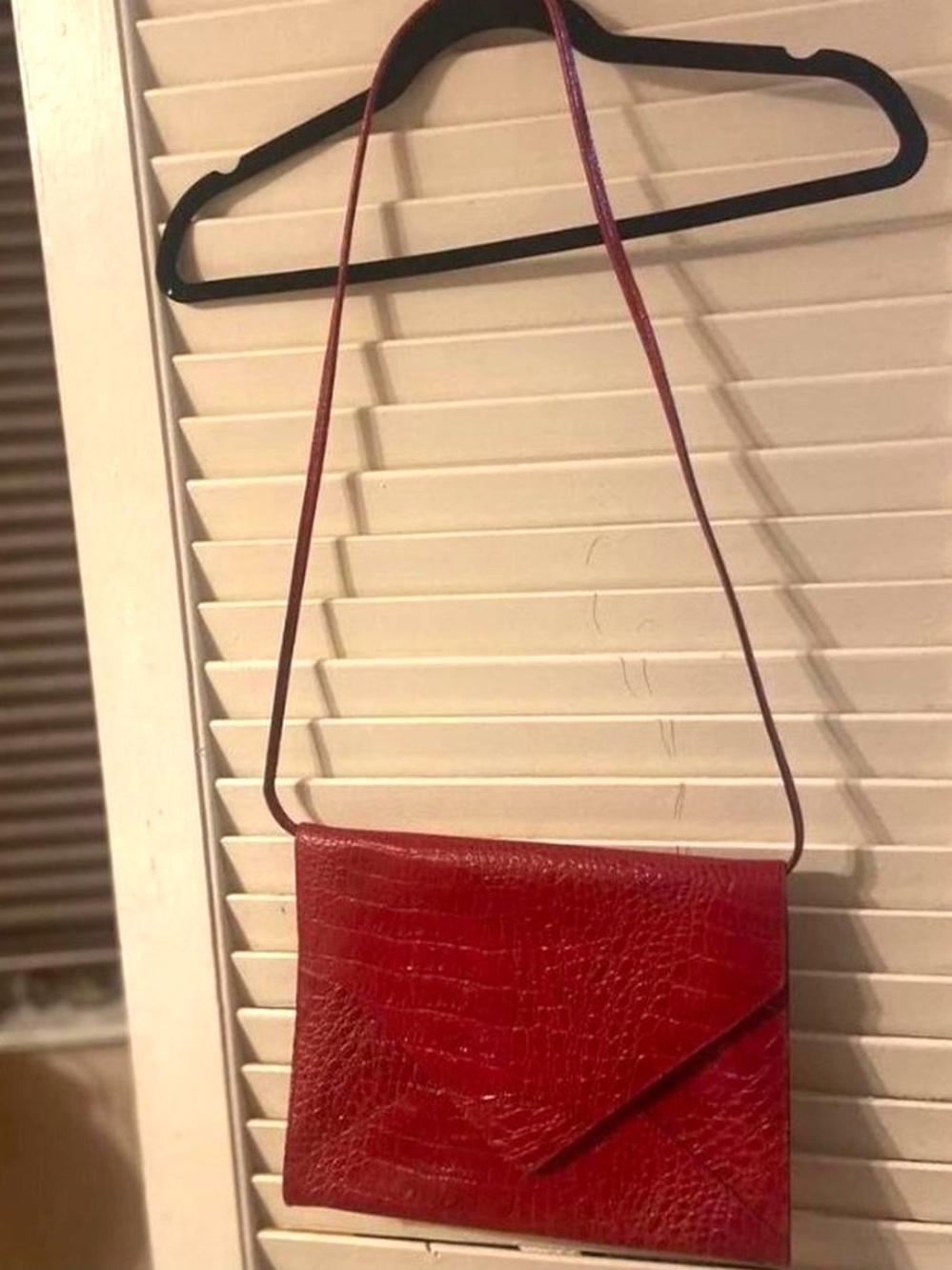 Furla Red Croc-Embossed Crossbody Bag